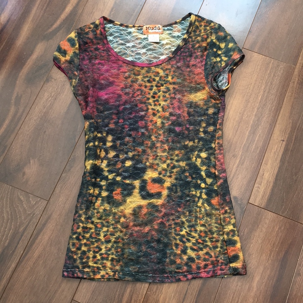 Mudd shear Capp sleeve multi-color tee shirt J L